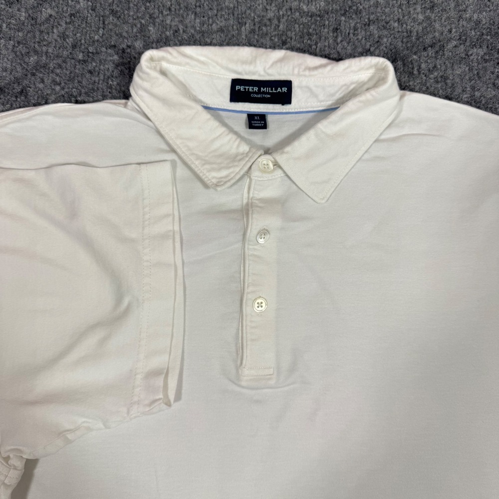 Peter Millar Collection Polo Short Sleeve Mens XL White Cotton Modal Classic EUC